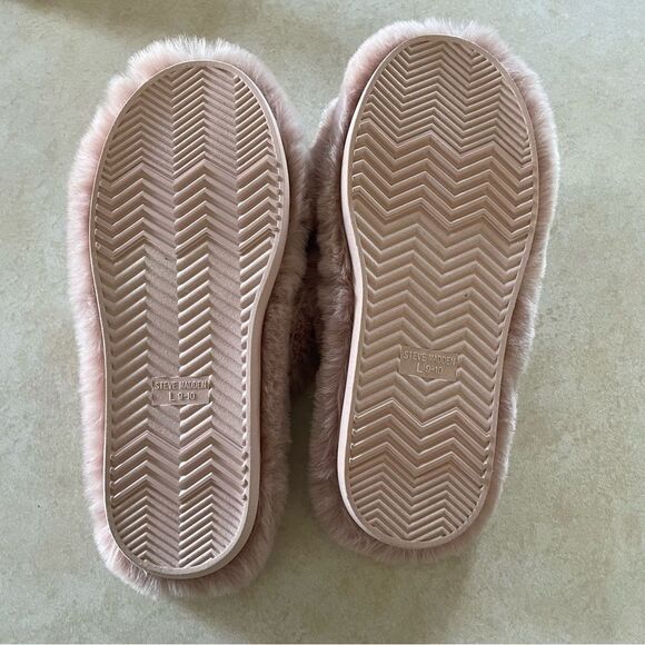 Steve Madden Blush Pink Slippers size 9/10 new without tags Faux fur soft comfy - Picture 4 of 5